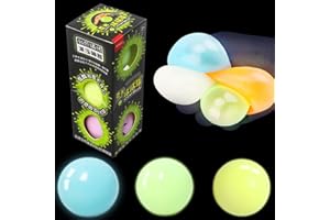 JIACAI 3pcs 2.4in Lumi Balls,Dream Balls,Glow in The Dark Sticky Ball That Stick to The Ceiling,Elevated Stress Balls for Kids and Adults,Stocking Stuffers,ASMR Cool Stuff for Teens
