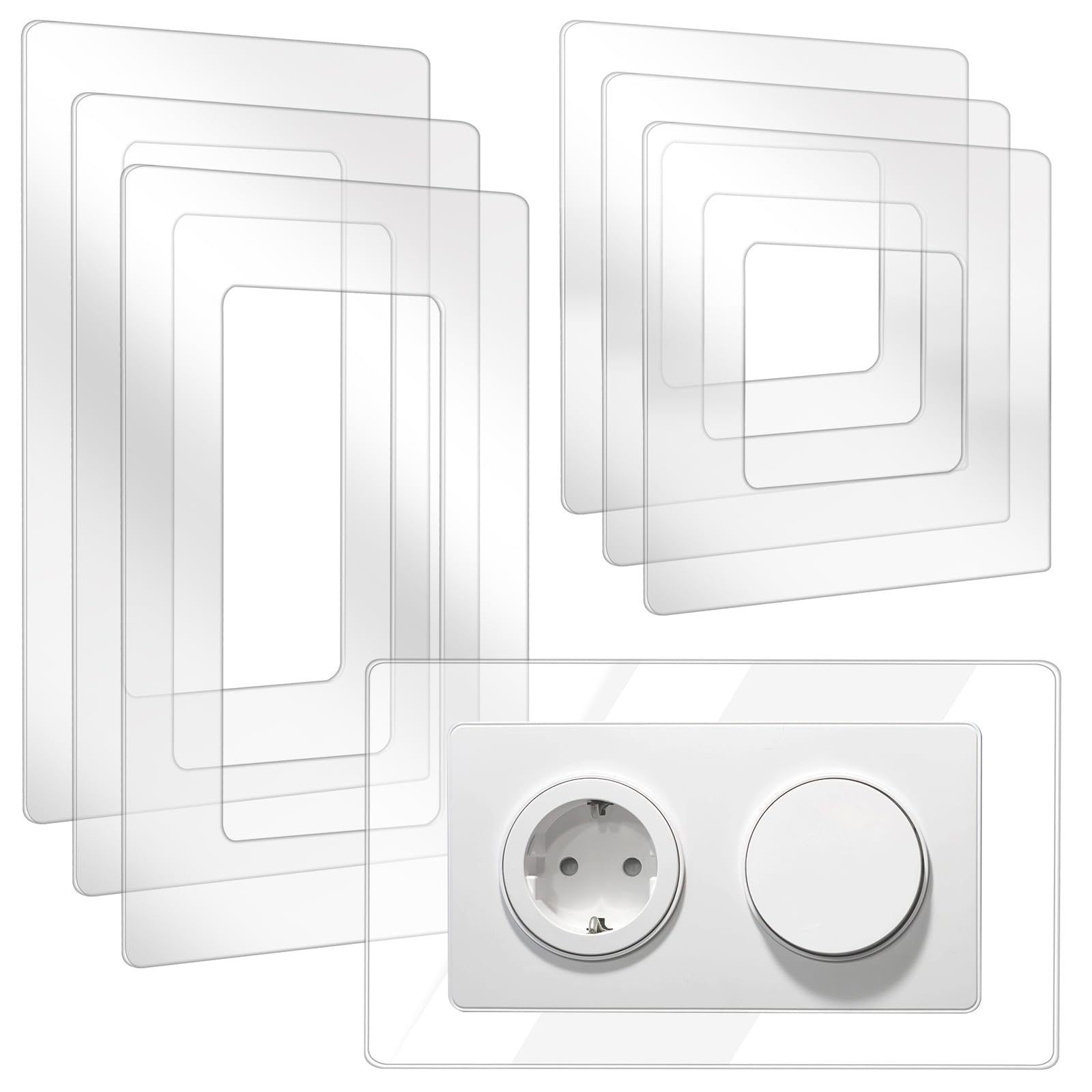 Beekeg Pack of 6 Light Switch Protection, Wall Protection for Socket and Light Switch, Wallpaper Protection, Socket Cover for Any Switch Range - White