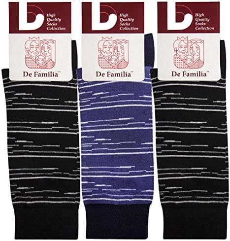 Mens Socks Crew Dress Cotton Striped Colored De Familia Made in Europe 3 Pack Socks Men