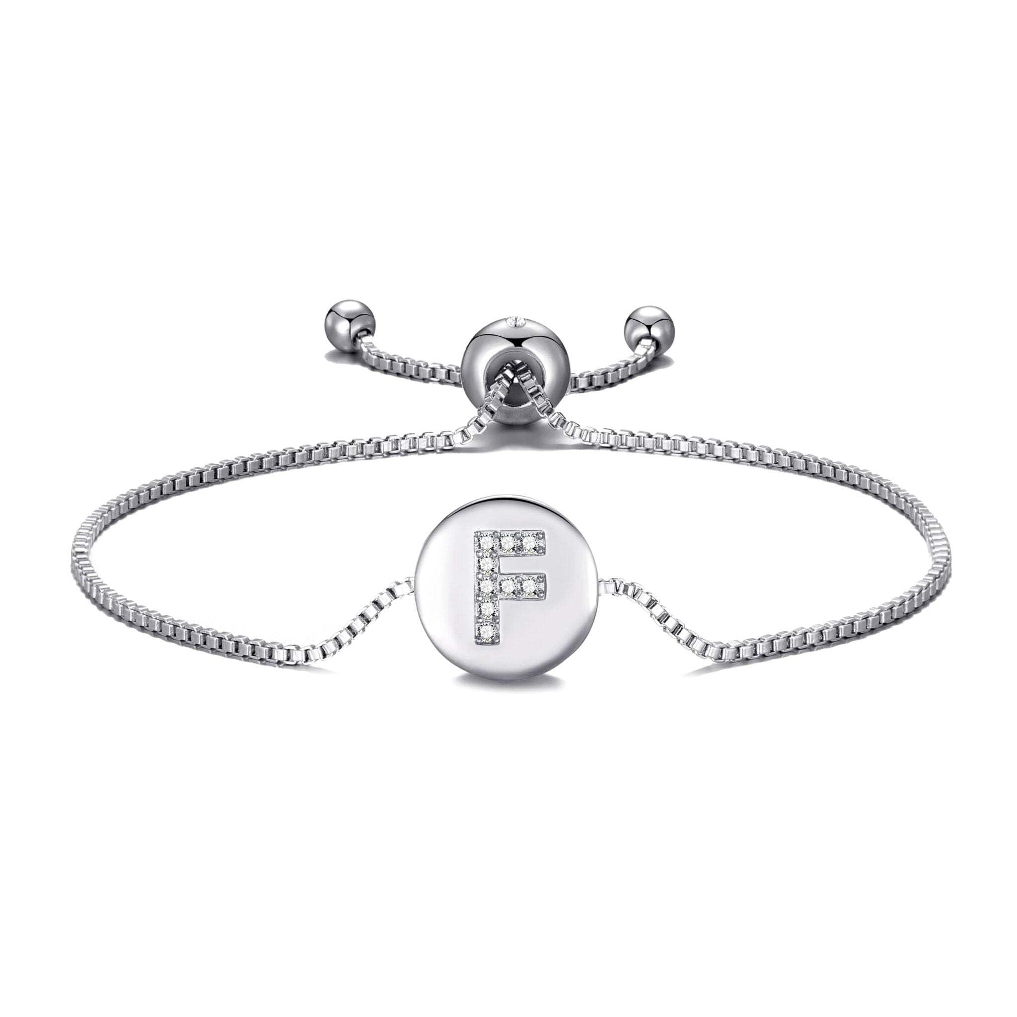 Philip Jones Initial Friendship Slider Bracelet Letter F Created with Zircondia® Crystals — image 1
