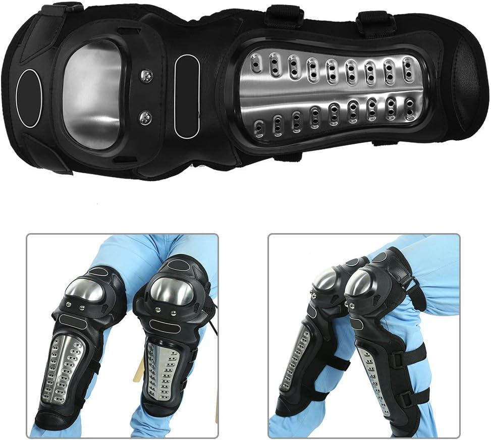 SANON Stainless Steel Adults Knee Pad,Knee Pads Shin Guard Protective Armor Set for Racing Motocross Bicycle - Image 5