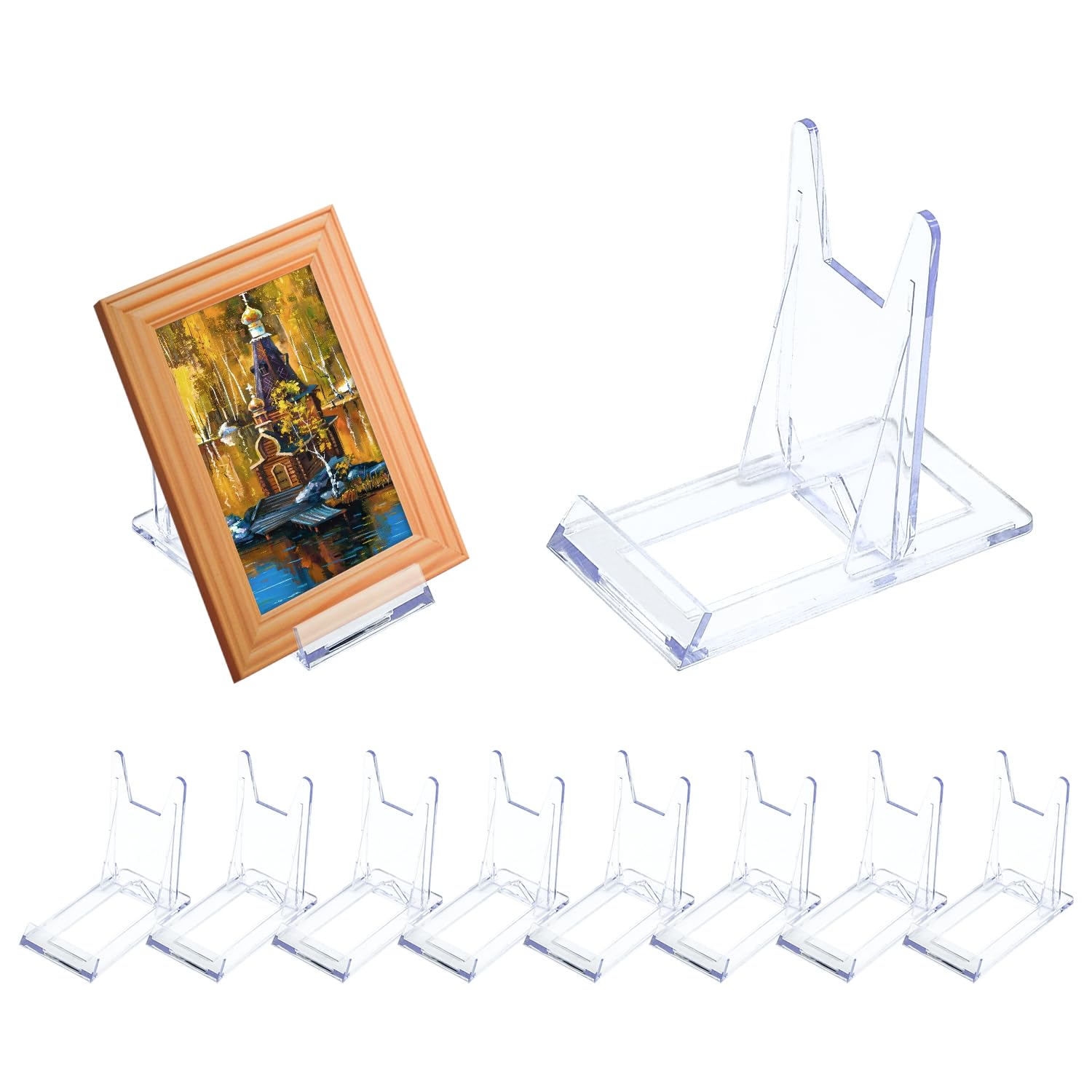 MABAHON 8Pcs Acrylic Plate Stands,Clear Display Stand Adjustable Clear Acrylic Plastic Display Stands Easel Multifunctional Display Holder for Photos, Place Cards, Phones, Books ( 6 x 11.2 x 10.5 cm)