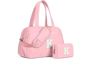 Vogewood Gifts for Teenagers-Duffle Bag for Travel, Christma Gifts for Teens，Initial Overnight Bag with Wet Pocket，Lightweight Travel Bags Personalized Weekend Tote with Makeup Pouch