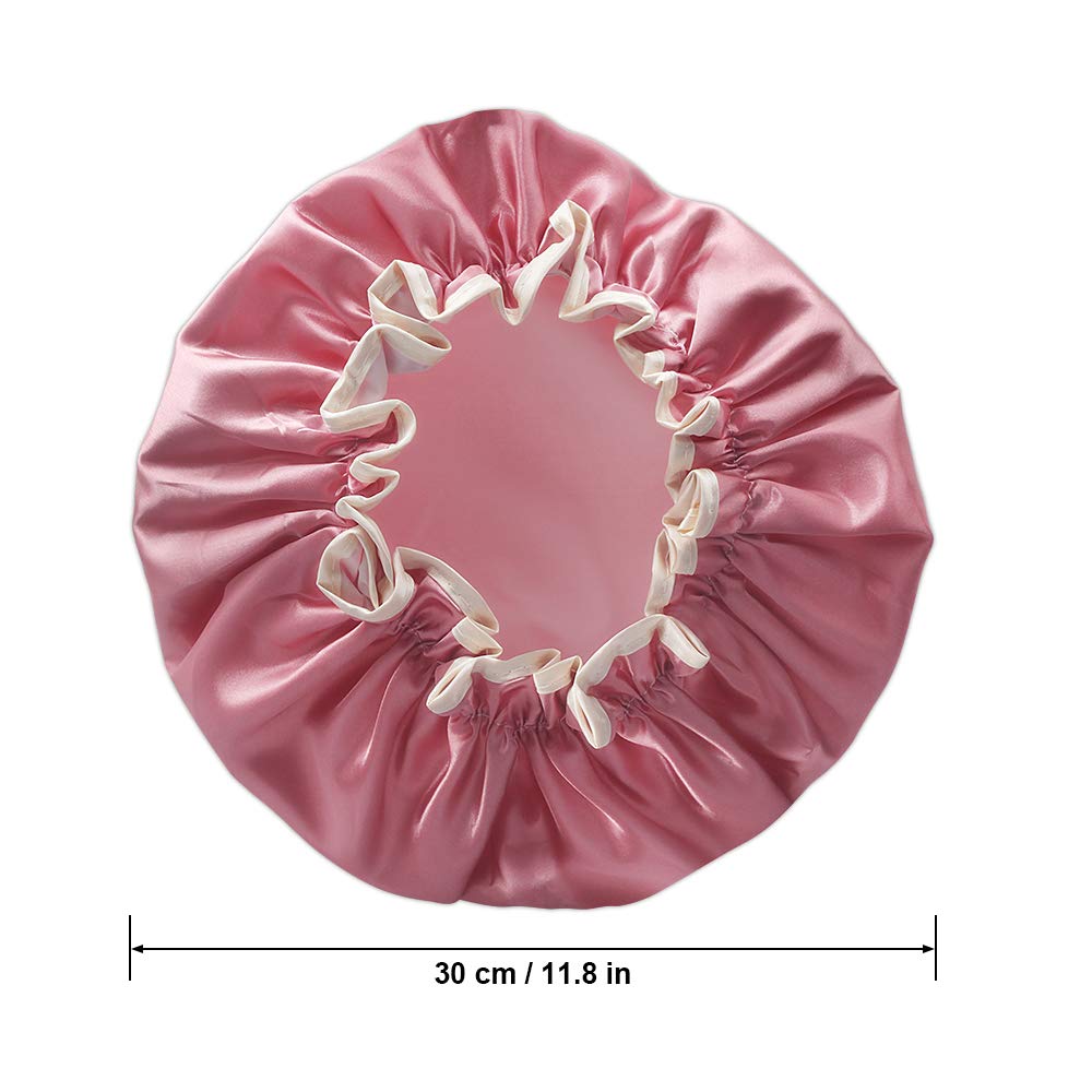 STURME 30cm Large Shower Cap Fit All Double-Layer Waterproof Bath Cap Stylish Design Perfect for Women and Girls Pack of 3
