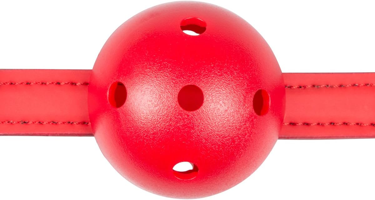 Easytoys Fetish Collection Domination Toys Red Ball Gag with PVC Ball, Mouth Ball Gags - Image 4
