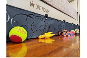QIYIHOME Under Bed Blocker for Pets, Gap Bumper for Under Bed, Stop Things Going Under Bed or Sofa Couch, Toys Blocker for Cats Dogs, Easy to Install, Total 7" Height 90" Length, Black