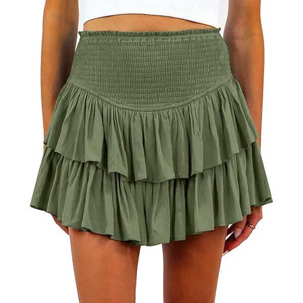 Womens Pleated Mini Skirt High Waisted Skorts Ruffle Summer