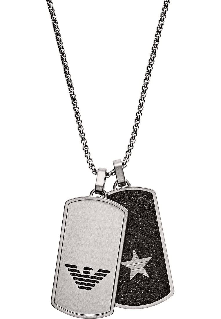 Emporio Armani Necklace for Men , Length: 525mm; Size pendants: 40x21x2mm Silver Stainless Steel Necklace, EGS2675040