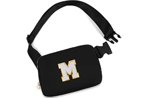 Uygafly Belt Bag Crossbody Bags for Girls Women - Gifts for 8 9 10 11 12 13 Year Old Girl - Teen Birthday Gifts - Small Waist Packs Trendy Kids Fanny Pack - Initial White M,Black Bag