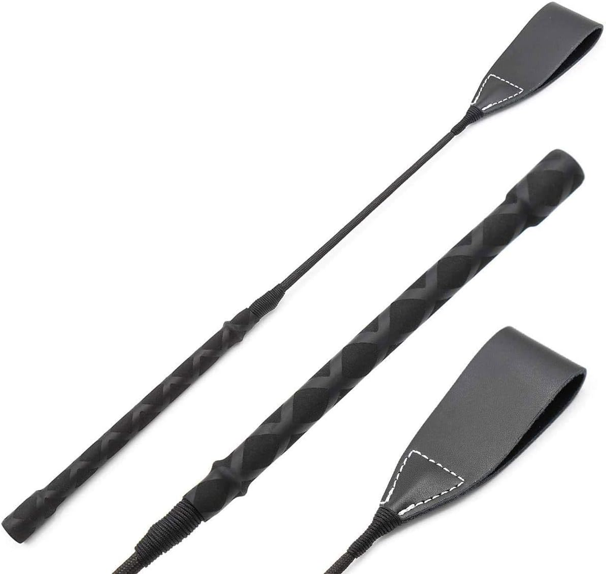 18" Real Riding Crop Cross Handle with Genuine Leather Bull Whip Top | Premium Quality Crops | Equestrianism Horse Crop: Sports & Outdoors