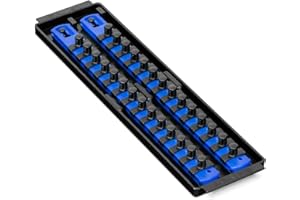 Ernst Manufacturing - 8496 Socket Boss 2-Rail 3/8-Inch-Drive Socket Organizer, 13-Inch, Blue - Made in USA
