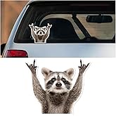 Funny Rocking Raccoon Sticker Decal - Cute Car Window Decal Waterproof Vinyl Sticker, 5.11×4.42 Inch Raccoon Pattern Car Laptop Wall Window Bumper Sticker (1PC)
