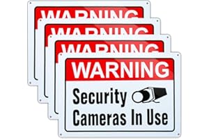 DXYIZUS SIGNS Video Surveillance in Use Sign, Warning Security Cameras in use Sign, Large 10x14 Inch Aluminum UV Ink Printed for House and Business (4-Pack)