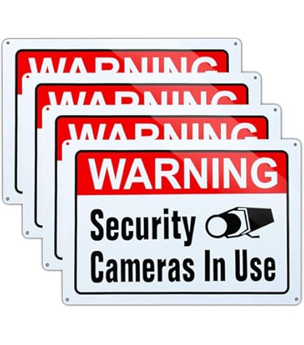 Laser Engraved Surveillance Camera Sign - Security CCTV Warning Sign For Wall Mount