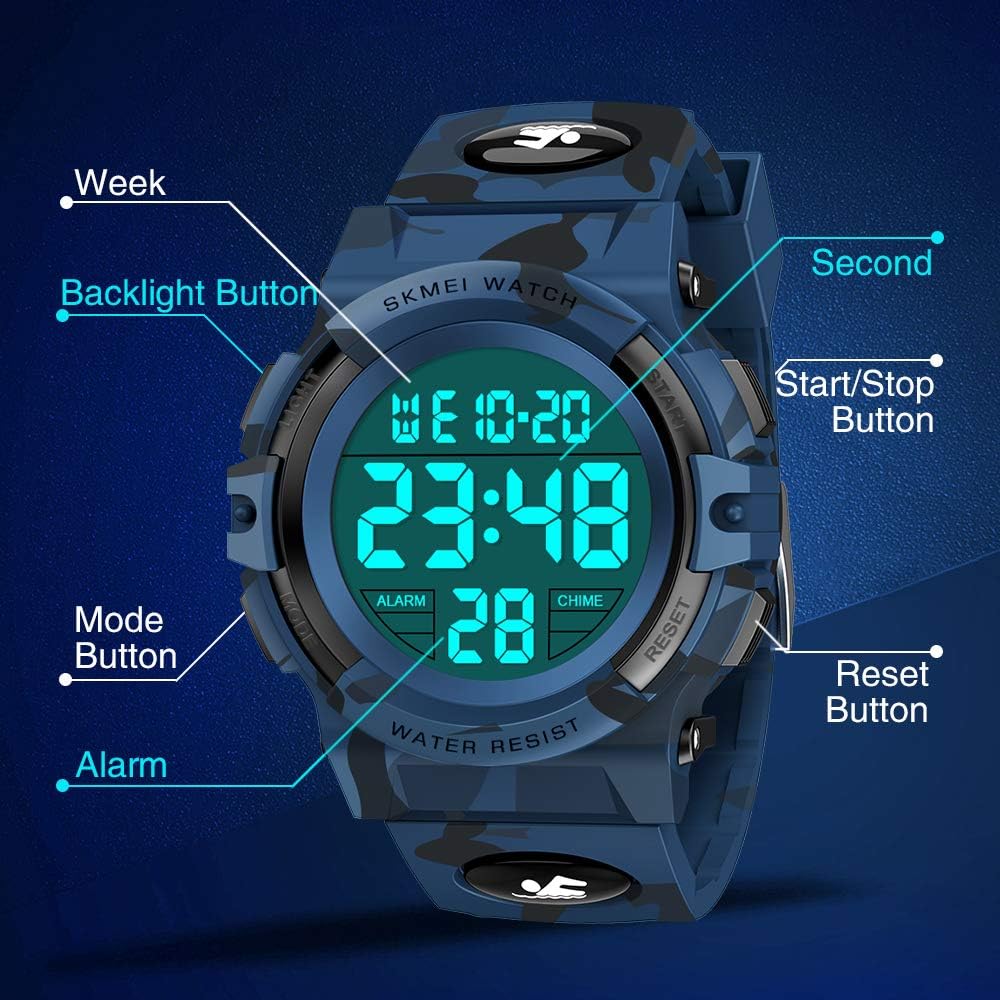 Girls Boys Watches Ages 5-15 Kids Watch, ATOPDREAM Waterproof Kids Digital Watches Toys for 6-15 Year Old Boys Watch Kids 8 Year Boy Idea Birthday Gifts for Kids Dark Blue Camouflage: Watches