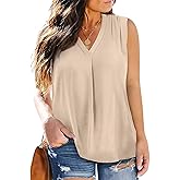 Eytino Womens Plus Size Tank Tops Summer Sleeveless V Neck Casual Loose Chiffon Blouse Office Work Shirts(1X-5X)