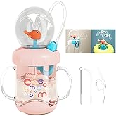 Tictoyo Drinking Cup with Whale Squirt - 2023 New Cute Whale Spray Water Cup, BPA Free Leak Proof Straw Cup Sippy Cups Kids Non Spill Water Bottle Weighted Straw Cups (220ml/Pink)