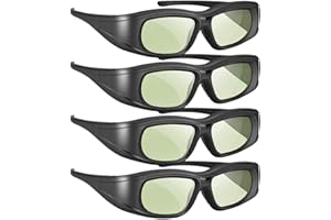 Elikliv Active Shutter 3D Glasses 4 Pack, Rechargeable Bluetooth 3D Glasses Compatible with Epson 3D Projector, TDG-BT500A TDG-BT400A TY-ER3D5MA