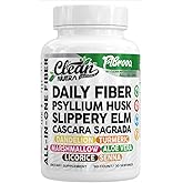 Fiber Supplement Capsules Slippery Elm Psyllium Husk Cascara Sagrada Dandelion Root Turmeric Supplement Aloe Vera Licorice Senna Marshmallow Root Digestive Health Cleanse 90 Pills by Clean Nutra