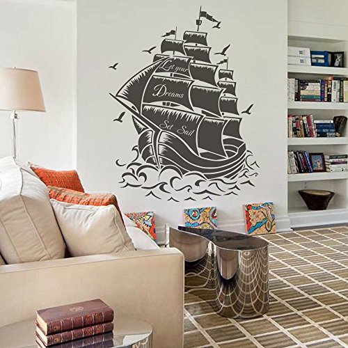 Vinyl Pirate Ship Wall Sticker Sail Boat Wall Decal Nautical Wall
