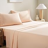 MCO Bedding Queen Bed Sheets Set - Soft Bed Sheets - Cooling Breathable Bedding Set with 16" Deep Pocket (4 Pieces, Queen, Peach Pink)