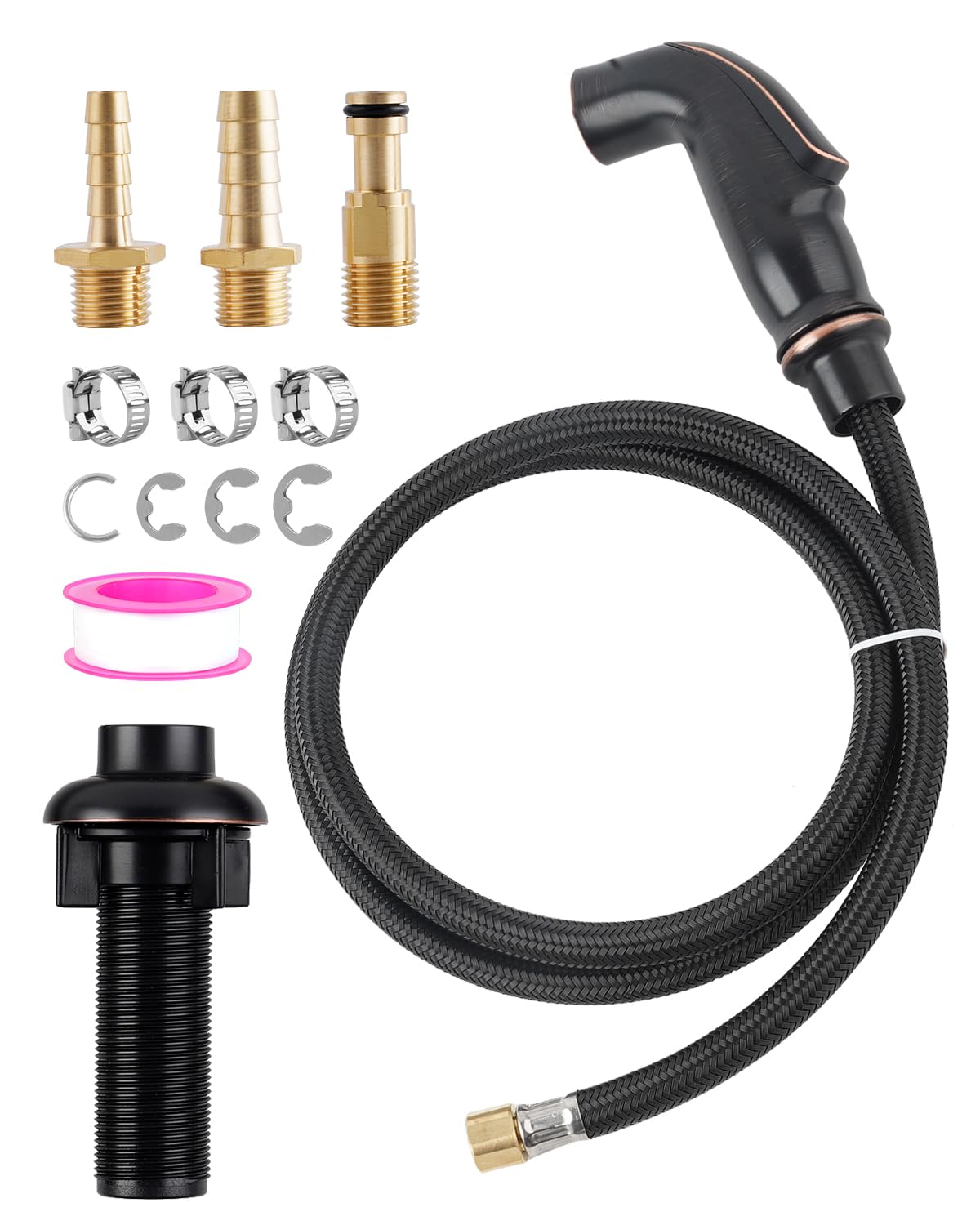 Photo 1 of Kitchen Sink Side Sprayer with Quick Side Connector Compatible with Moen Faucet Sprayer Replacement, Kitchen Sink Faucet Sprayer Attachment with Water Hose/Holder, Oil Rubbed Bronze