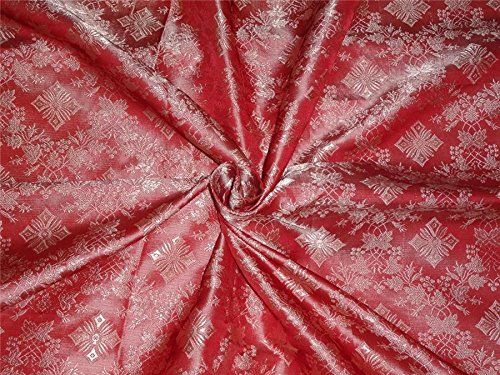 BROCADE FABRIC RED X PASTEL PINK COLOR 44