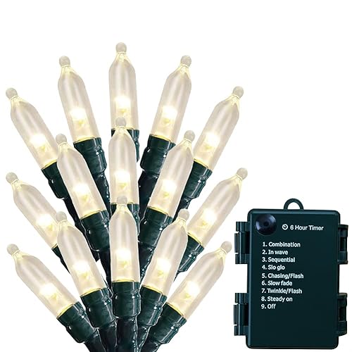 HoliDecor Christmas Lights - Battery Operated String Lights 50 Count Clear LED Mini Lights 8 Modes Mini Light Set with Timer for Xmas Tree Wreath Party Indoor Outdoor Decor, Waterproof, Warm White