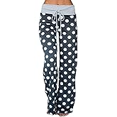 ccko Women's Comfy Casual Stretch Pajama Pants Tie Dye Drawstring Palazzo Lounge Pants Wide Leg for All Seasons