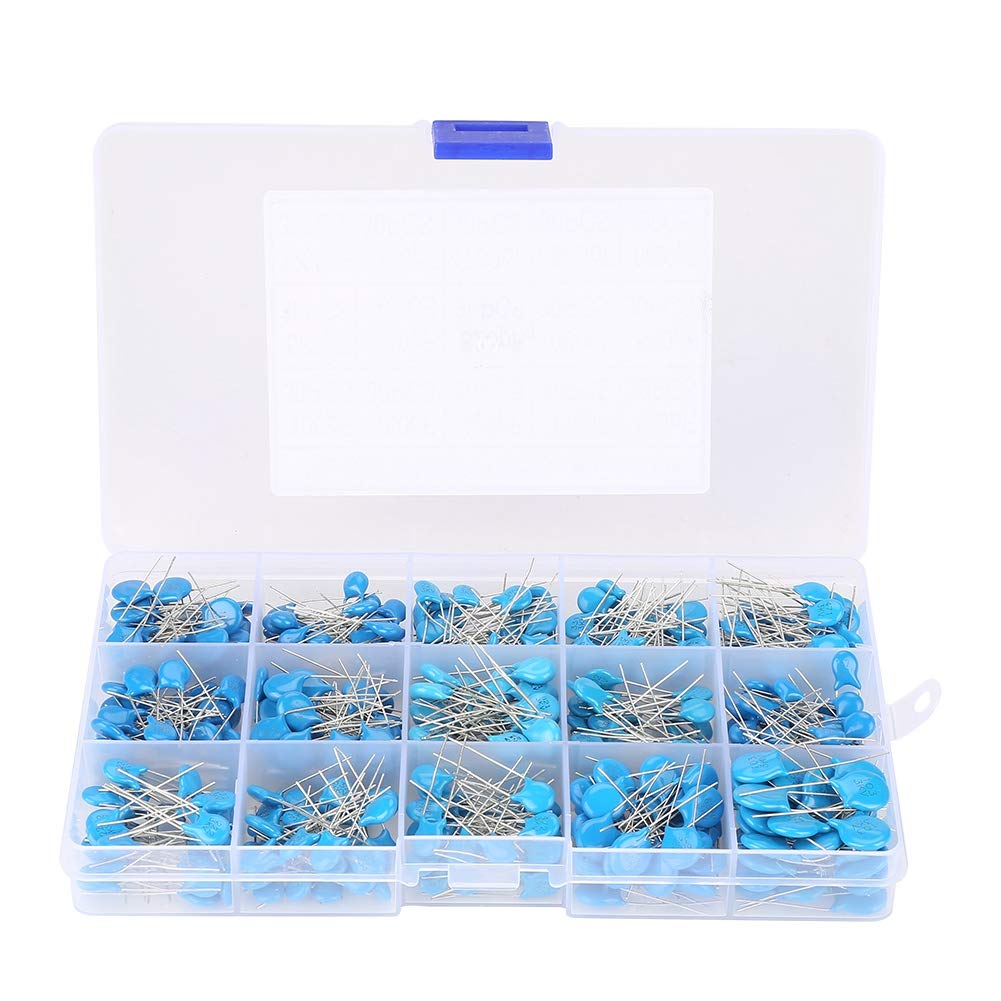 Capacitors, 15 Values Capacitors, 450Pcs 3KV 100pF - 10000pF High Voltage Ceramic Capacitor Assortment Kit + Plastic Box