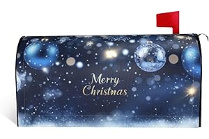 DADABULIU Festive Magnetic Mailbox Cover Christmas Blue Ball Pattern Outdoor Mailbox Protector Holiday Seasonal Decorative Garden Yard Home Standard Size 21 x 18 Inch
