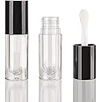 COSIDEA 50pcs Empty Black 6ml big doe foot wand lip gloss tubes Round Chunky lipgloss tubes containers wholesale with thick large brush