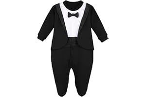 Lilax Baby Boy Gentleman Tuxedo Footie Christmas Holiday Outfit with Bow Tie