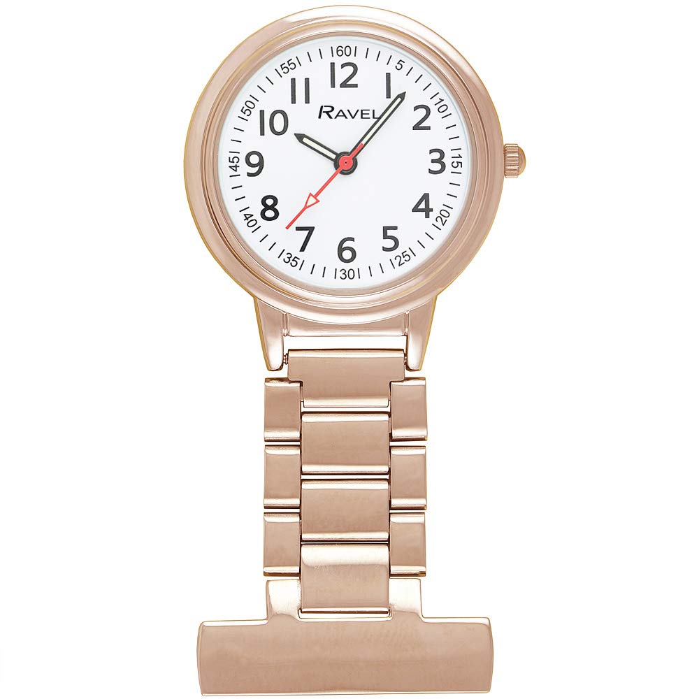 Ravel - Classic Easy Read Nurses Fob Watch - Analogue Quartz - R1101.40 - Rose Gold Tone