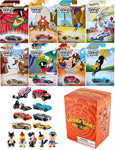 Cartoon Looney Hot Wheels Tunes Exclusive Die-Cast cars Bugs Bunny / Daffy Duck / Michigan J. Frog / Marvin Martian / Wile E. Coyote / Road Runner / Tazmanian Devil / Yosemite Sam + Kid Robot Mini Fig