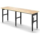 WORKPRO 96" Adjustable Workbench, Power Outlet &amp; Pegboard, 4000LBS Capacity