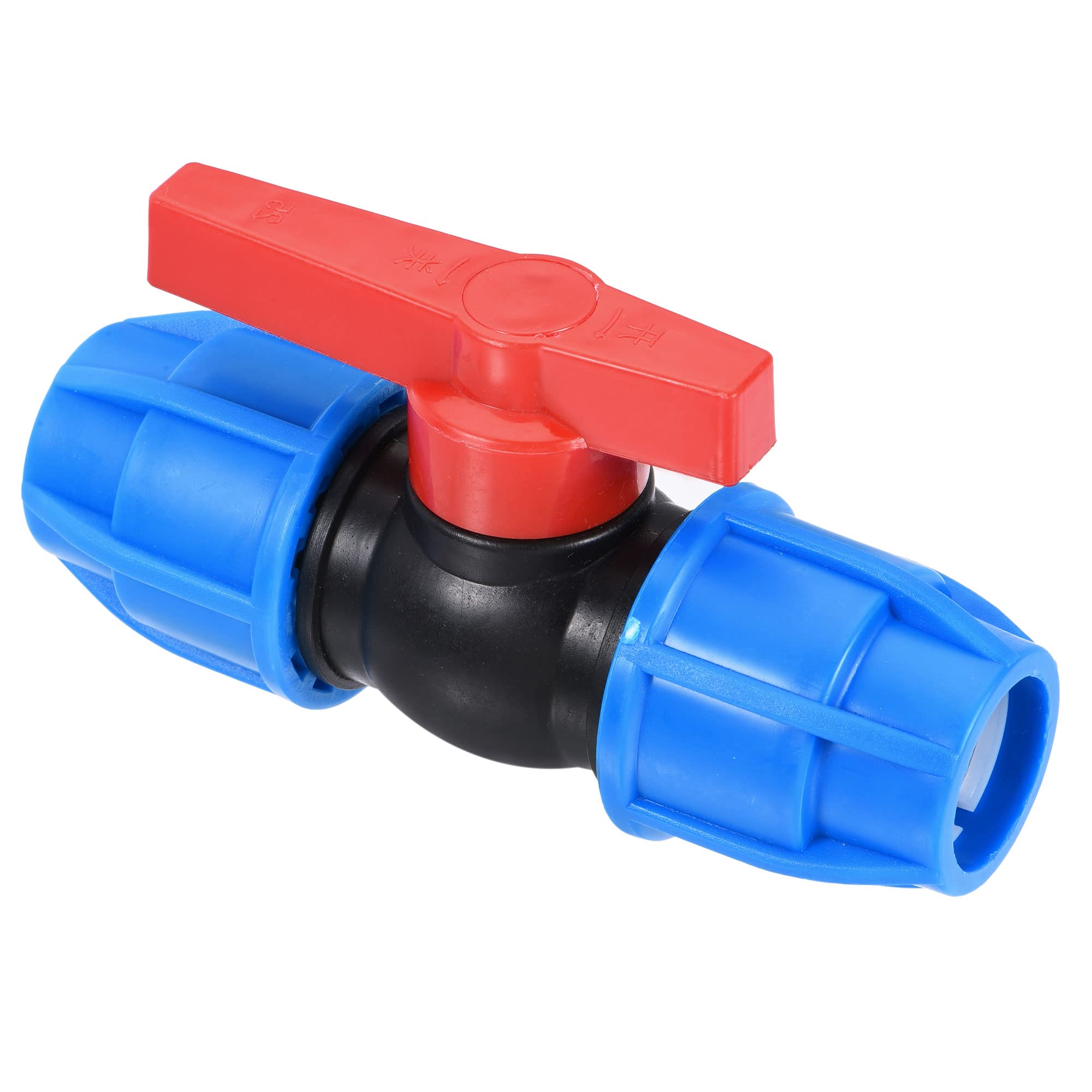 M METERXITY Ball Valve - PE Plastic Shut Off Switch Apply to Garden Irrigation and Aquariums (25mm, Black Blue Red)