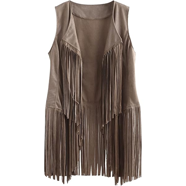 O ONew Women Fringe Vest Leather Vintage Winter Western Country Cowgirl