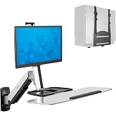 Mount-It! Monitor Wall Mount Arm, Keyboard Tray &amp; CPU Holder, Sit-Stand | VESA 75x75/100x100, 4.4-17.6 lb, 19.9 in height, 41 in extension, 15 deg tilt, 360 deg rotation, 180 deg swivel