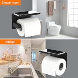 Ibergrif Black Stainless Steel Toilet Roll Holder Shelf Wall Mount Self Adhesive view 5