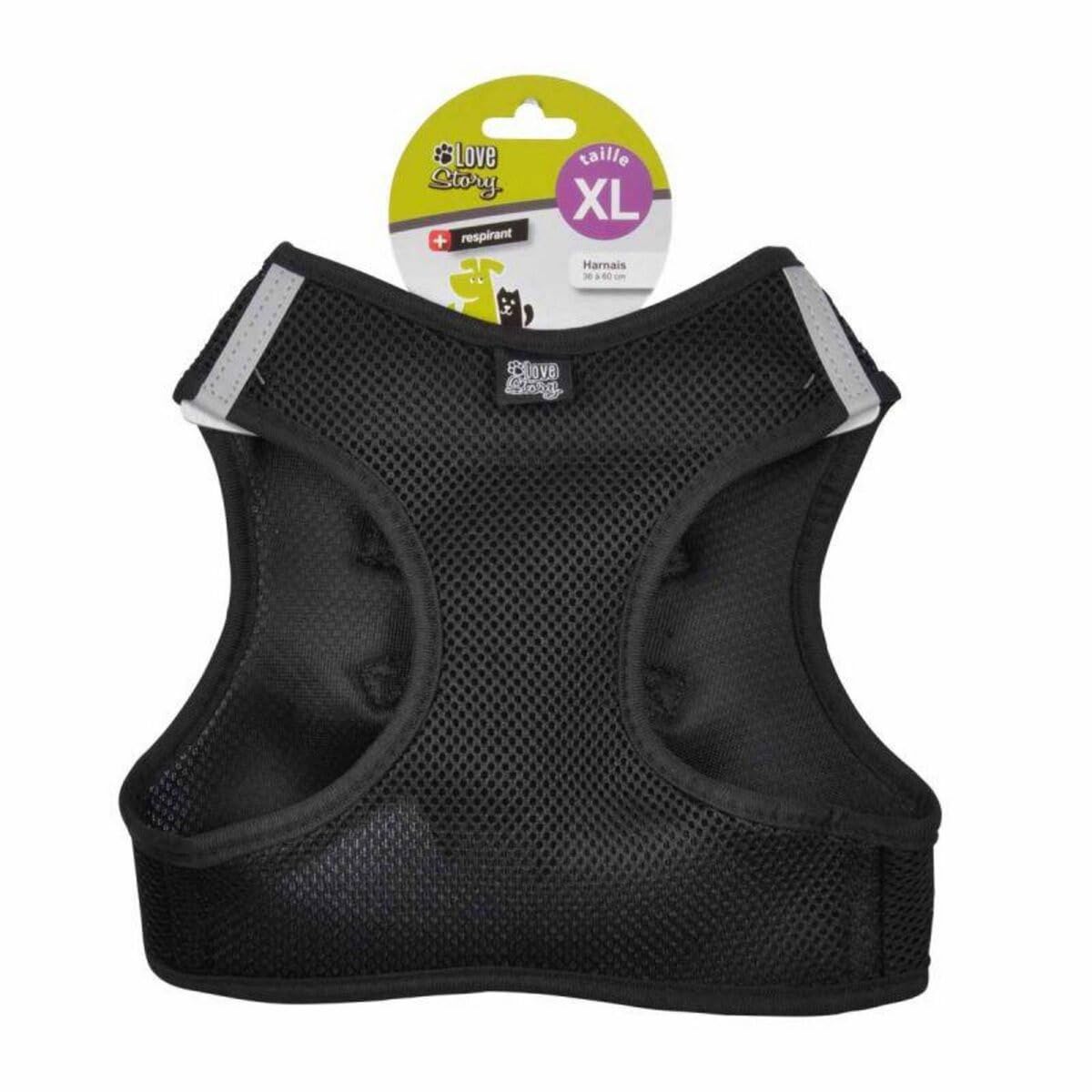 Adjustable Mesh Harness Reflective Strips Breathable Fabric Lx/36>60 cm, Black