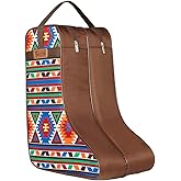 M&F Western Products TWISTER Boot Bag, Chocolate with Southwestern Multicolor Pattern, Nylon Handles and Gussets