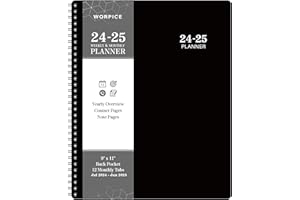 WORPICE 2024-2025 Planner - Weekly and Monthly Planner 2024-2025, 9” × 11”, Planner 2024-2025 from JULY 2024 to JUNE 2025, Inner Pocket, Premium Paper, Twin-wire Binding, Make Your Life Productive - Black
