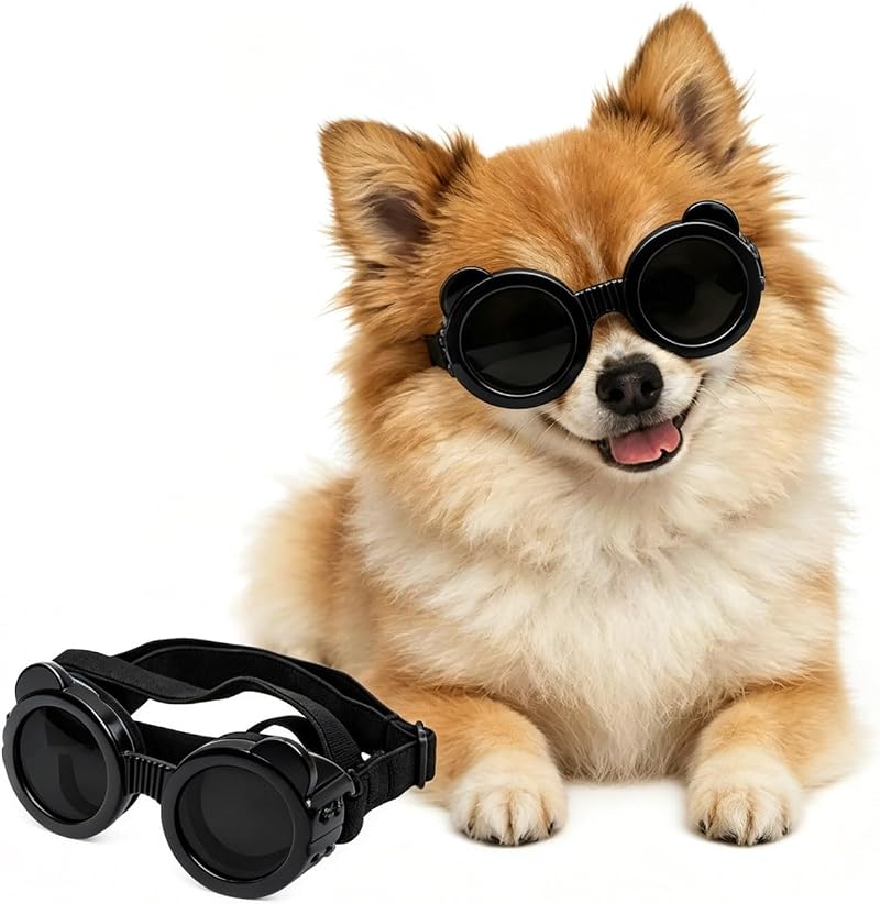 Enjoying Panda Black XSmall Dog Goggles UV Protection for XS Small Dogs