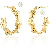 MEVECCO Gold Hoop Earring Sterling Silver Post Chunky Open Hoops 18K Gold Plated Simple Handmade Earrings Jewelry for Her