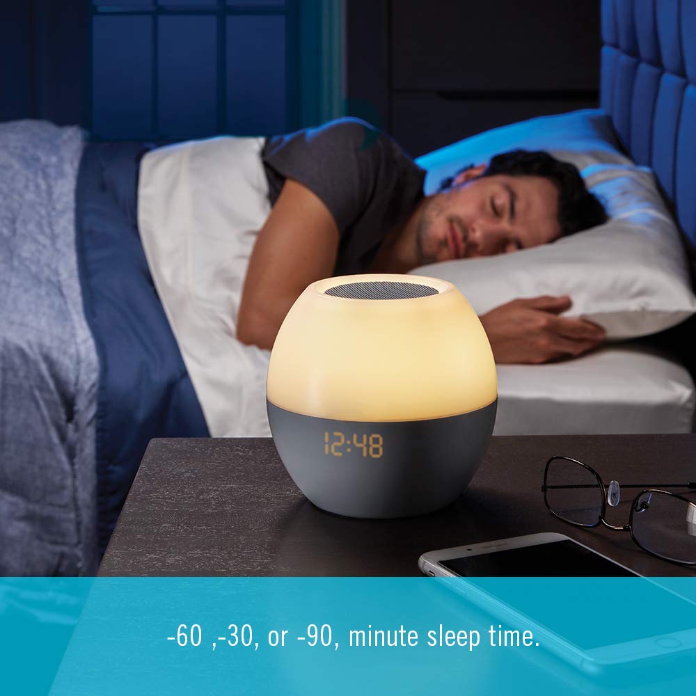 Homedics Sound Machine for Adults or Babies, White Noise Sound Machine with a Sunrise Alarm Clock, Bluetooth Speaker, Night Light with 7 Colors and Auto-Shut Off
