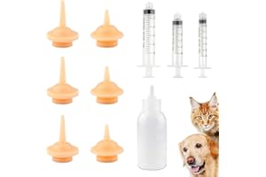 NOTOKE 10 PCS Kitten Bottle Feeding Kit, Professional Newborn Pet Feeding Bottle and Syringes with Nipples in S/M Models, Safe Reusable Puppy Bottles for Nursing Feeding Syringe for Kittens