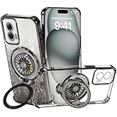 RTYQXK for Motorola G Power 5G 2024 Phone Case,for G Power 5G 2024 Shockproof Mobile Phone Case for Women and Girl, Glitter TPU Protective Cover with Kickstand for Moto G Power 5G 2024 (Black)