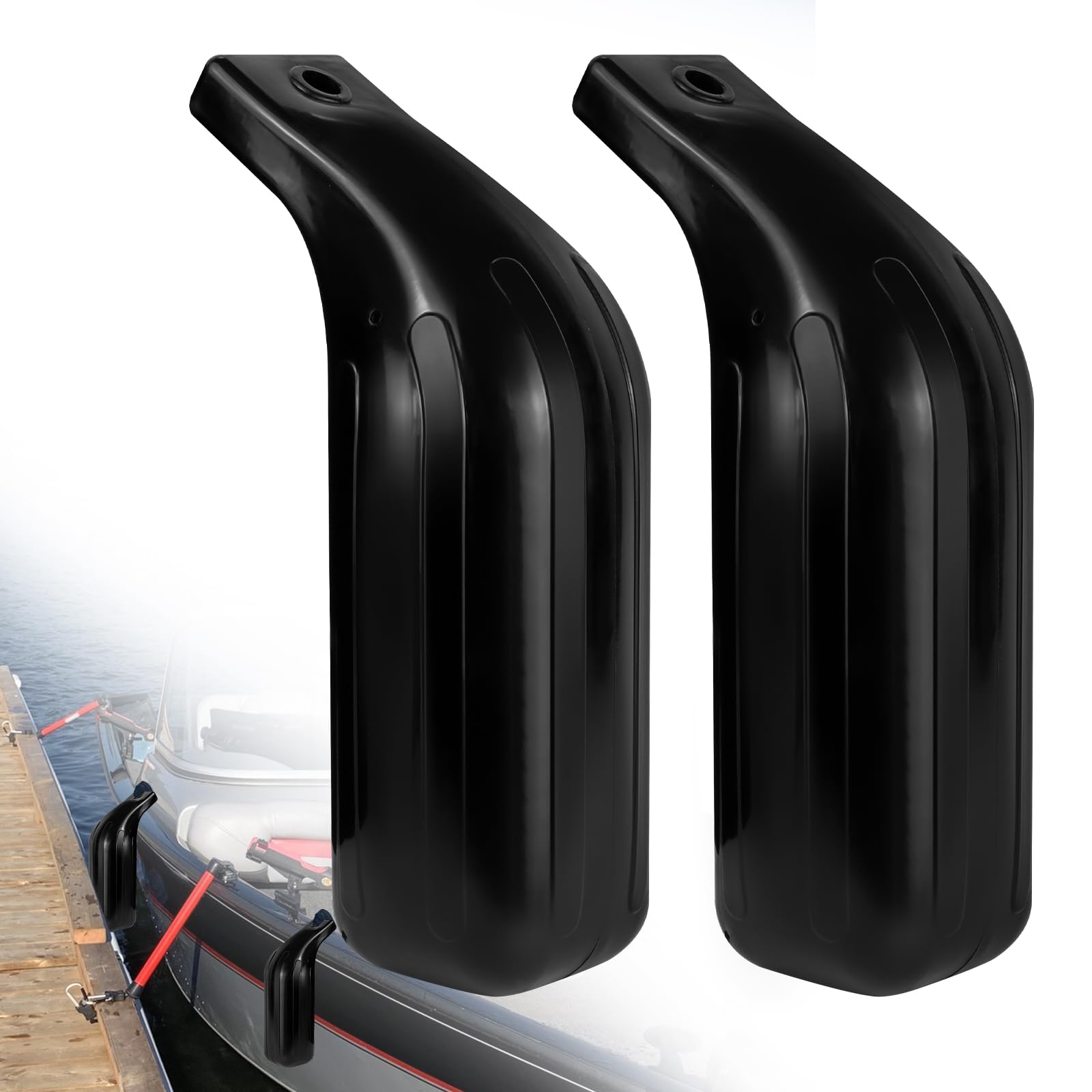 Photo 1 of JYINCPED Low Freeboard Boat Fender,Bass Boat Bumpers for Docking, Boat Bumpers Fenders for Bass Boat, 5" x 16", Heavy-Duty Vinyl, Football Needle Inflation Valve, Black