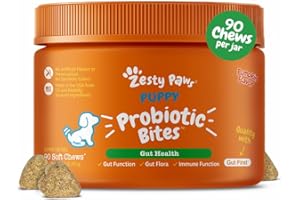 Zesty Paws Puppy Probiotics for Dogs - for Digestive Health, Gut Flora & Immune System Support - Dog Probiotics for Puppies with Bacillus subtilis & Pumpkin - 90 Count